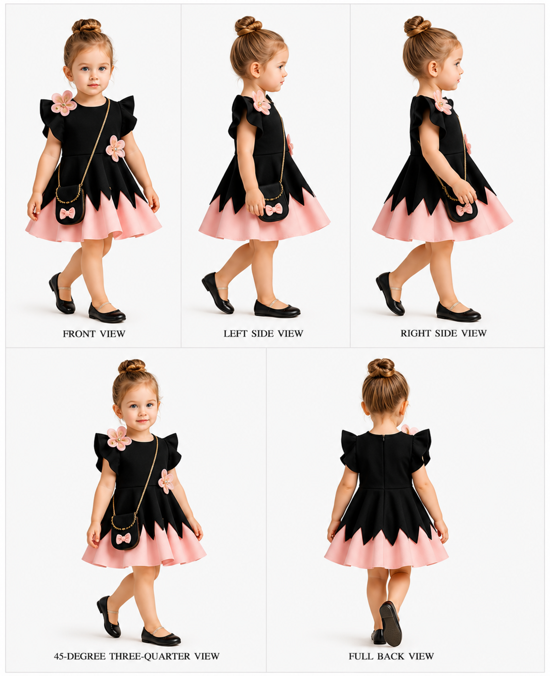 Pre Order: Flower Embellished Black Dress