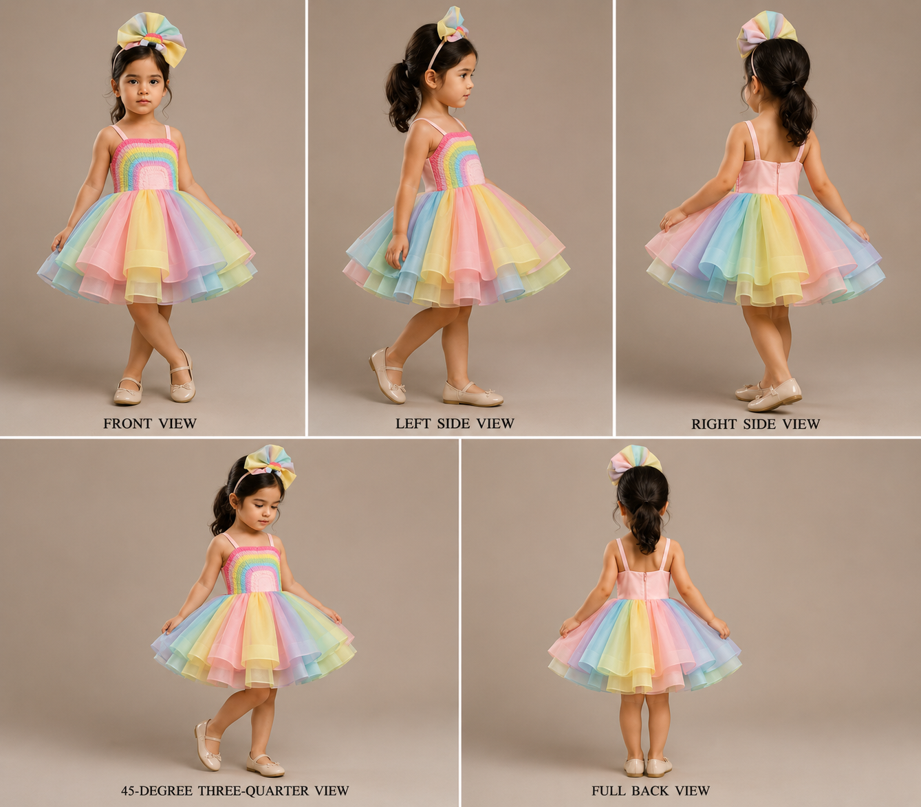 Pre Order: Multicolour Shaded Rainbow Theme Ruffled Dress