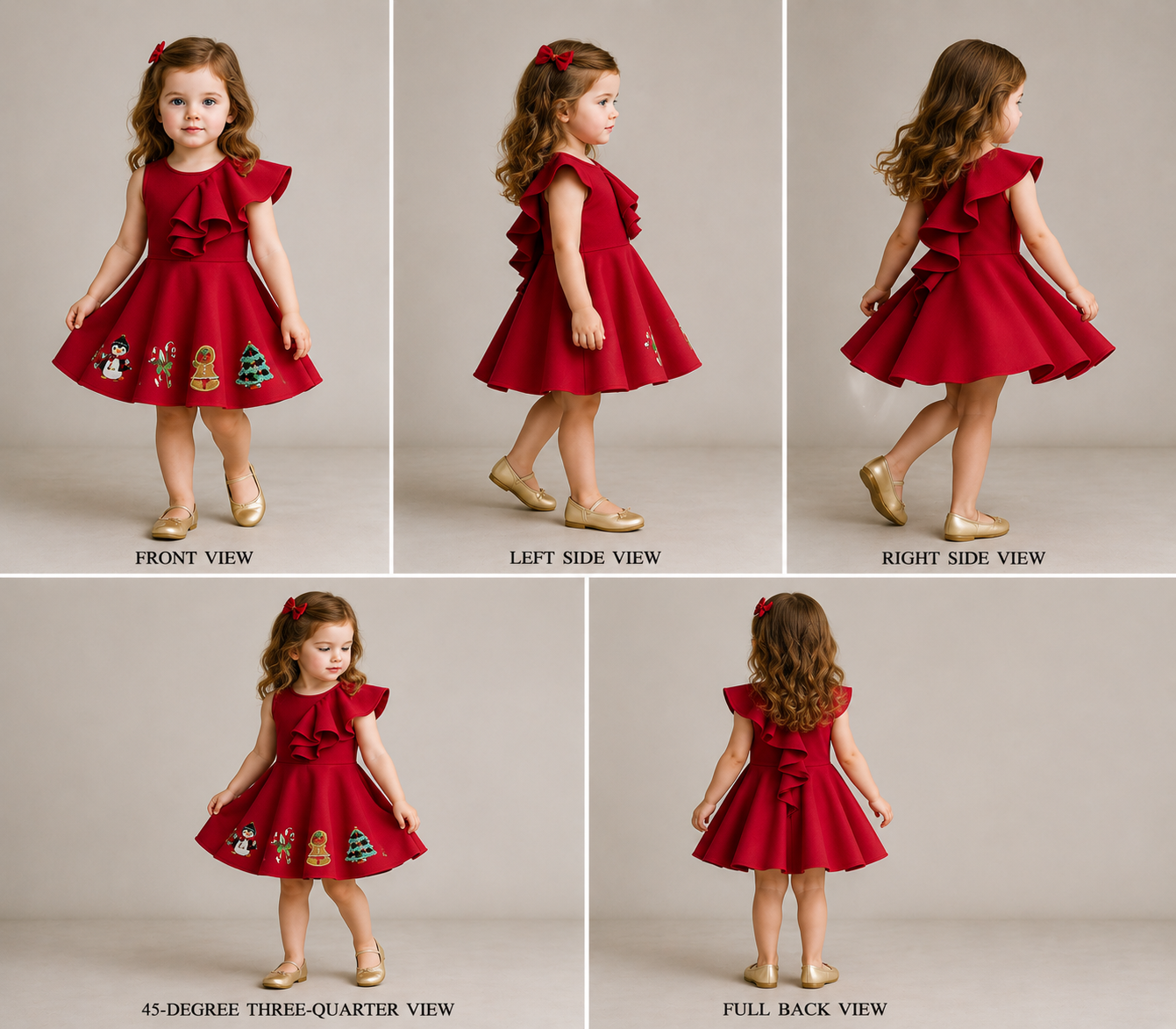 Pre Order: Christmas Theme Embroidered Scuba Dress