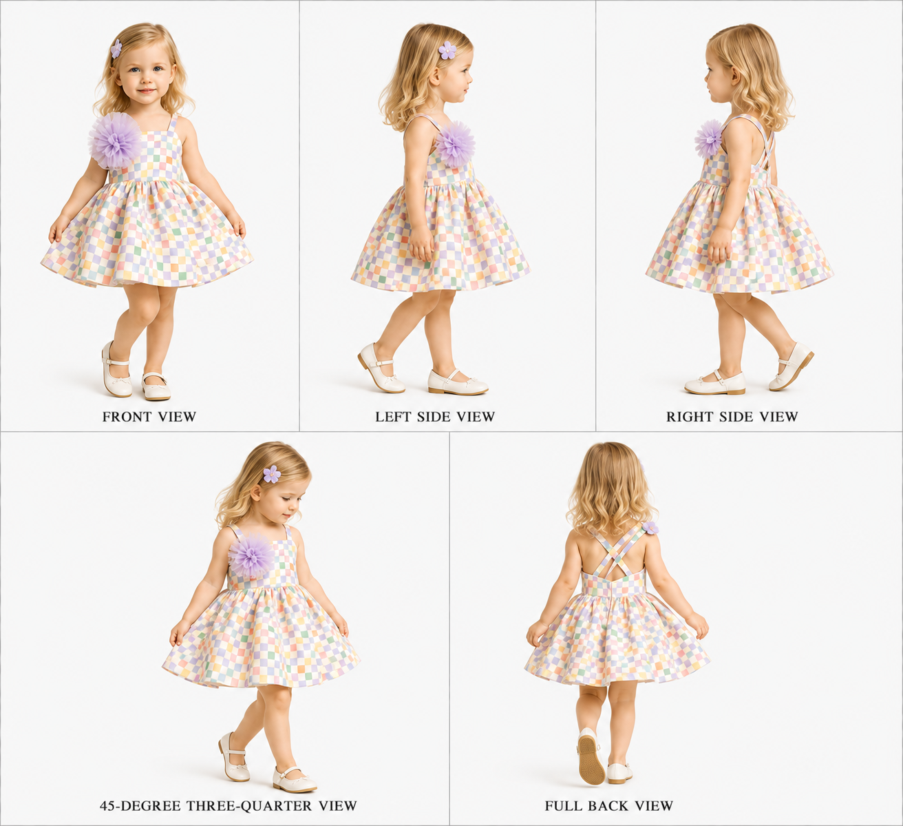Pre Order: Multicolour Checks Layered Dress