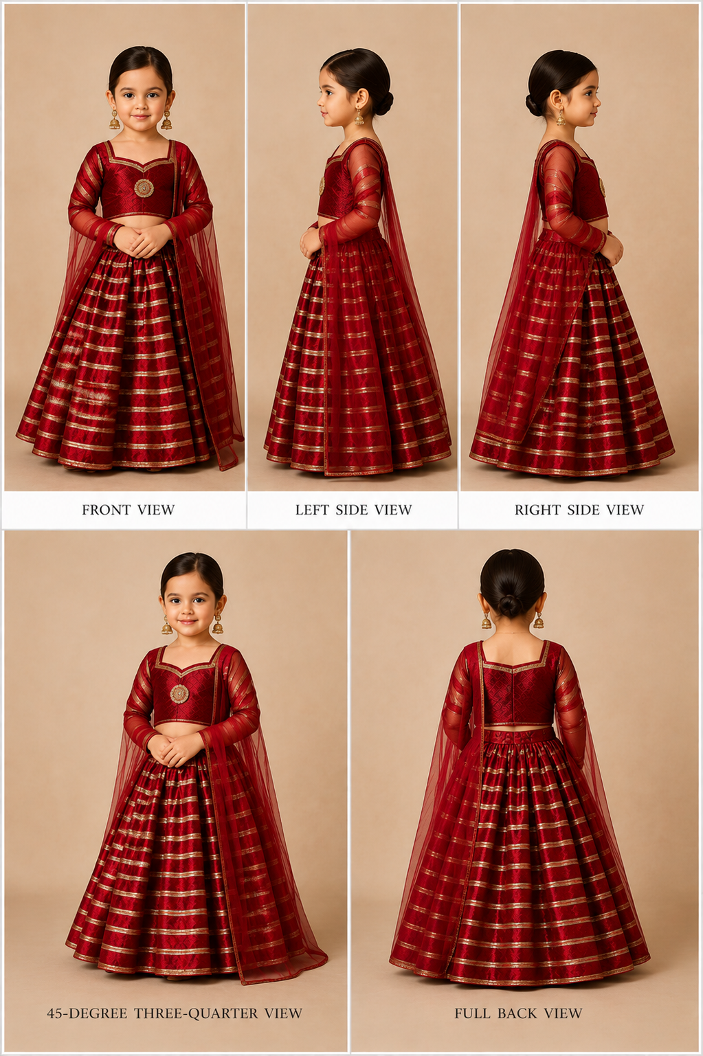 Pre Order: Maroon All Over Gota Detailed Lehenga Set