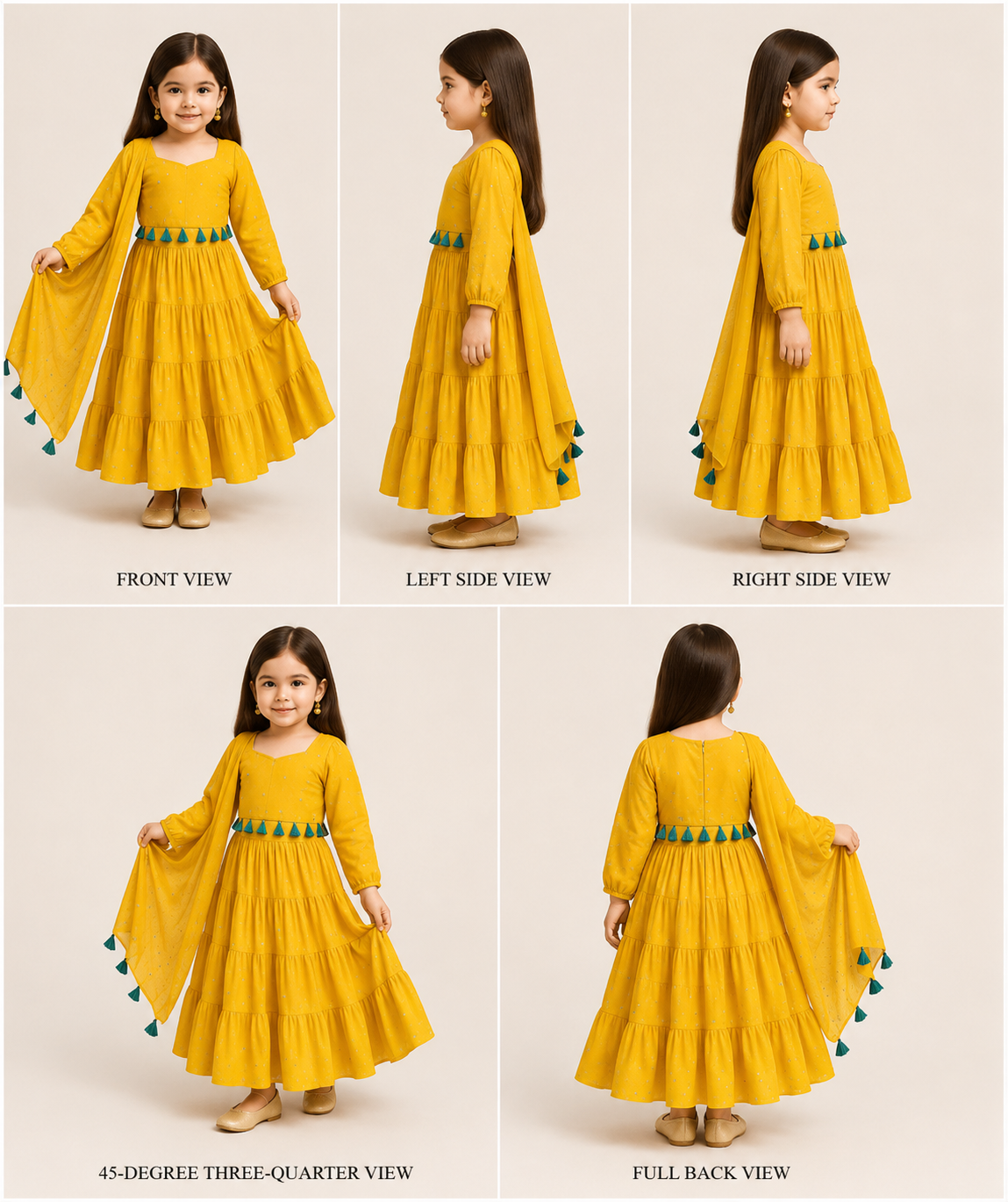 Pre Order: Sunflower Tassels Details Georgette Lehenga Set