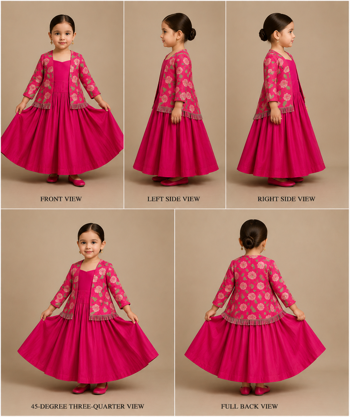 Pre Order:Pink Floral Print Top With Lehenga Set