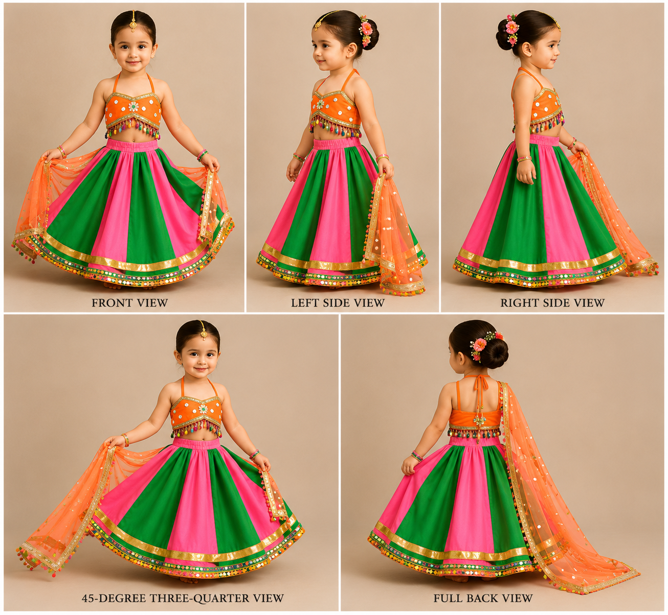 Pre Order: Stunning Strappy Embellished Crop Top With Neon Lehenga And Dupatta