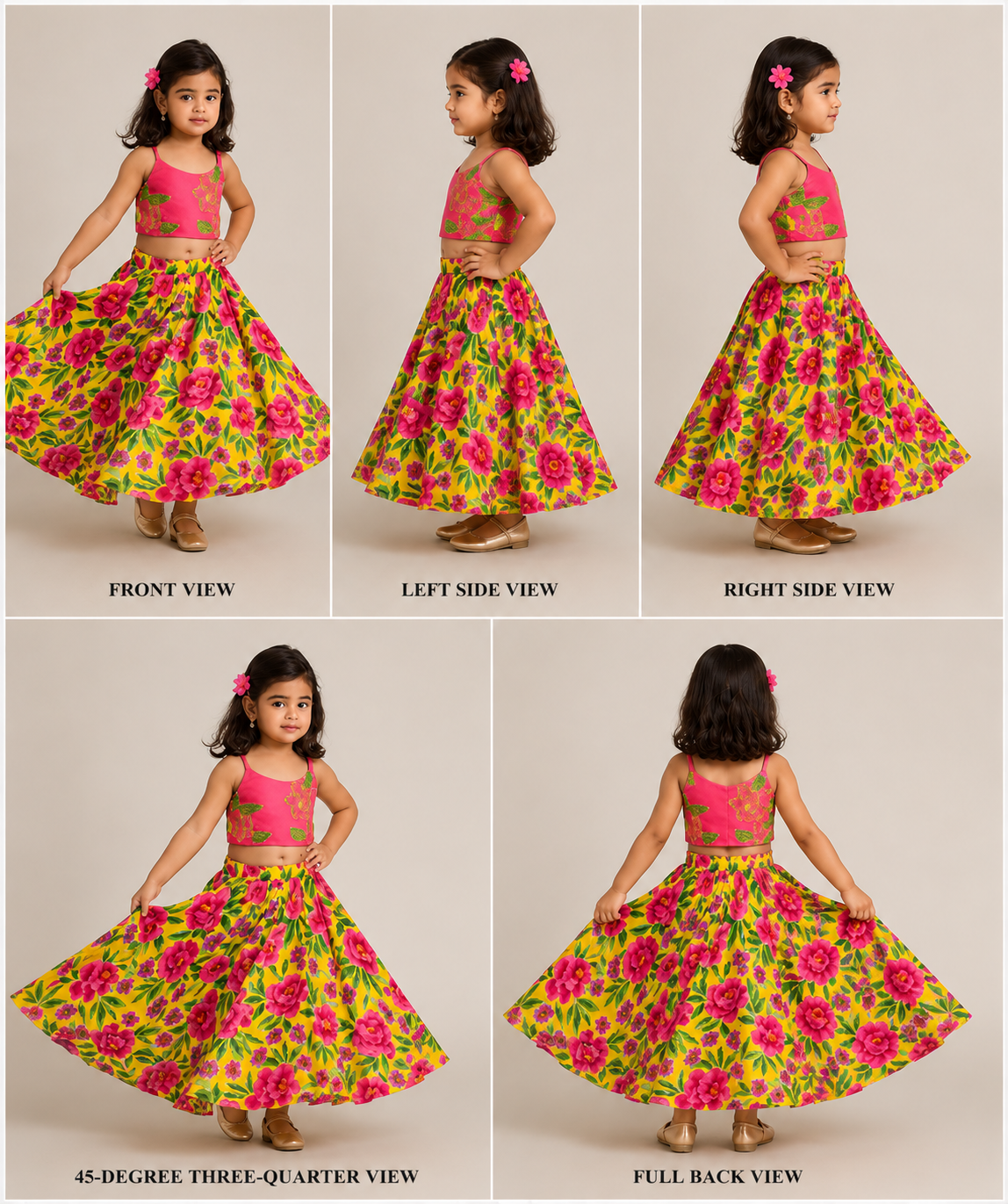 Pre Order: Beautiful Pink Embroidered Top With Printed Lehenga
