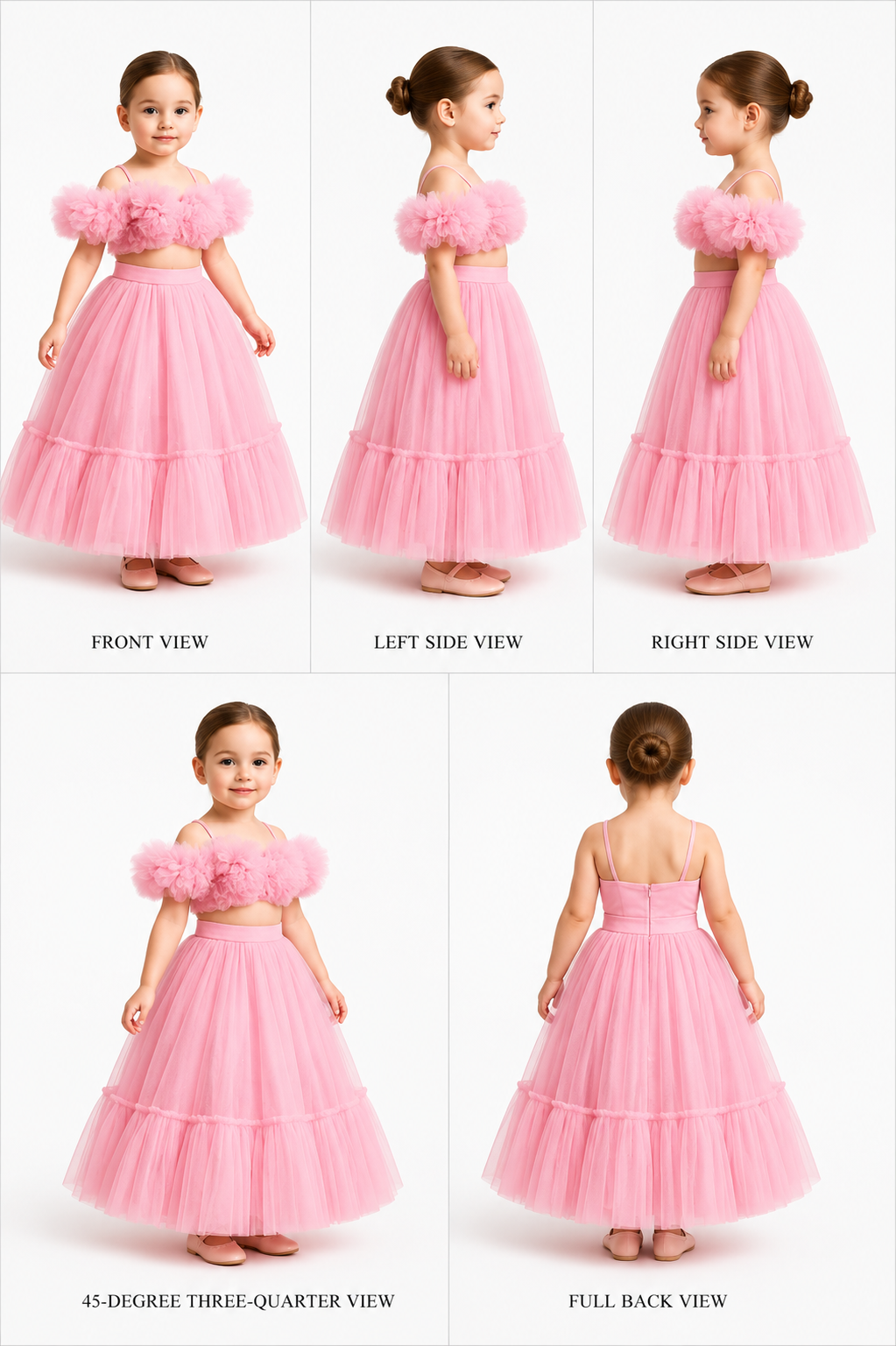 Pre Order: Gorgeous Pink Ruffle Net Heart Top With Ruffled Lehenga