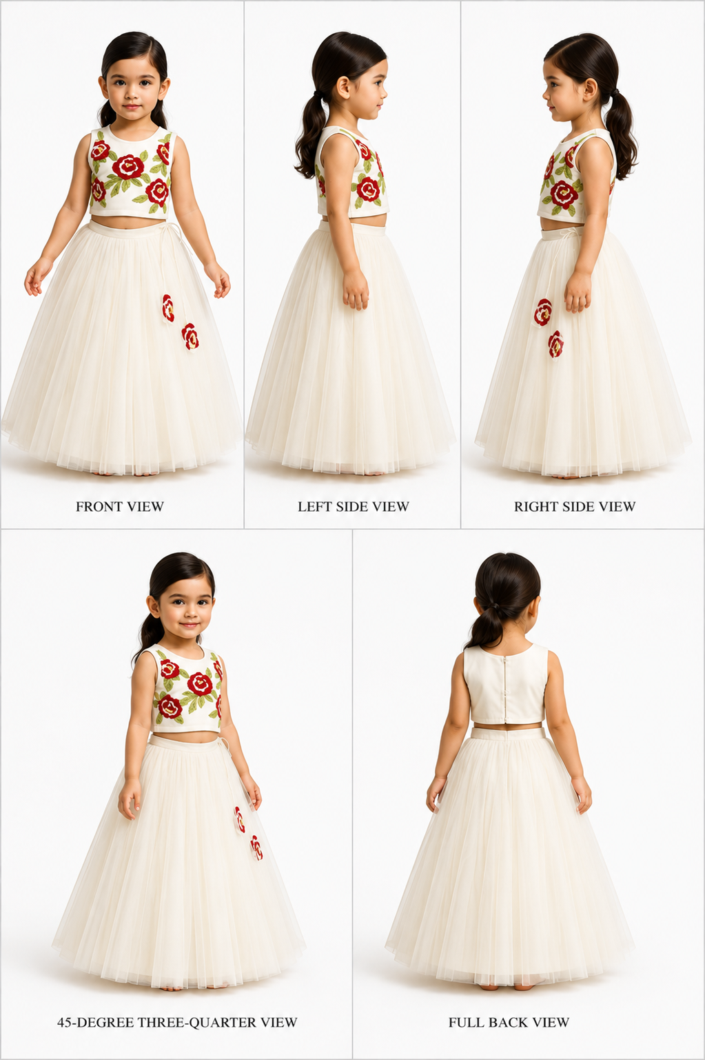 Pre Order: Floral Beaded Pleat Detailed Top With Tiered Ruffle Lehenga