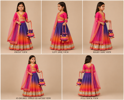 Pre Order:Multicolour Lace Detailing Lehenga Set
