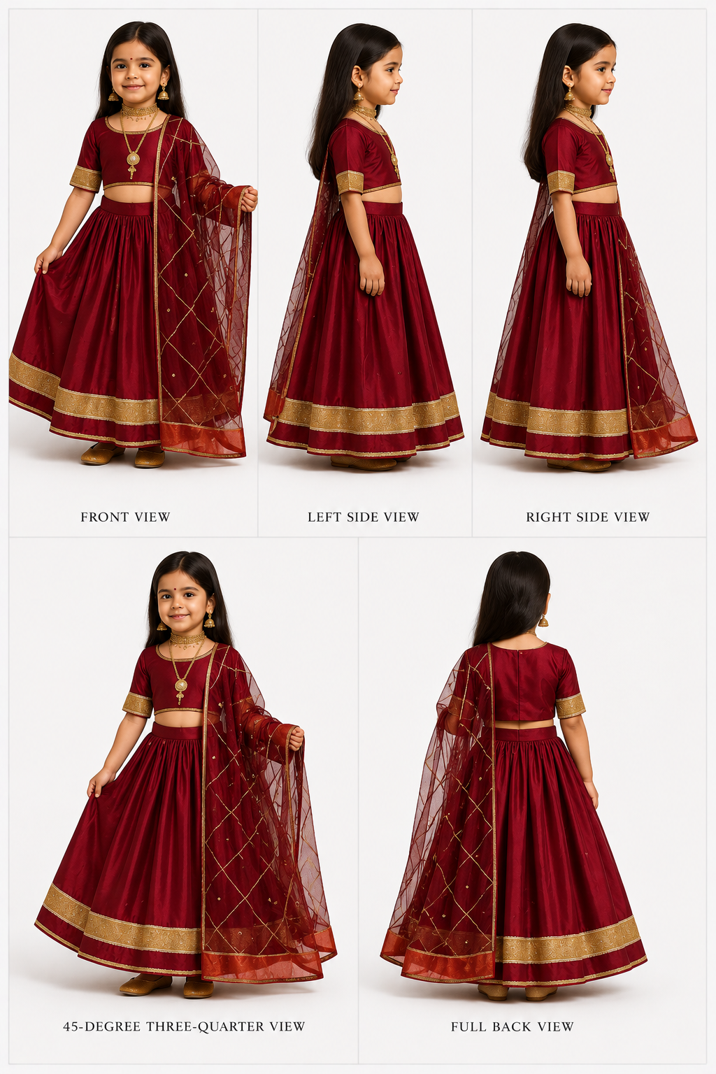 Pre Order: Maroon Gota Detailing Lehenga Set