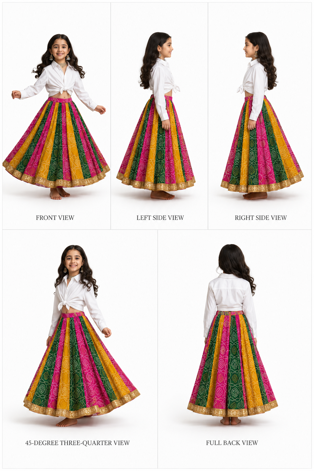 Pre Order: Multicolour Top And Lehenga