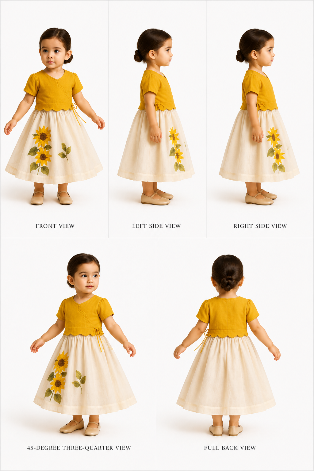Pre Order: Yellow Sunflower Hand Painted Top With Skirt