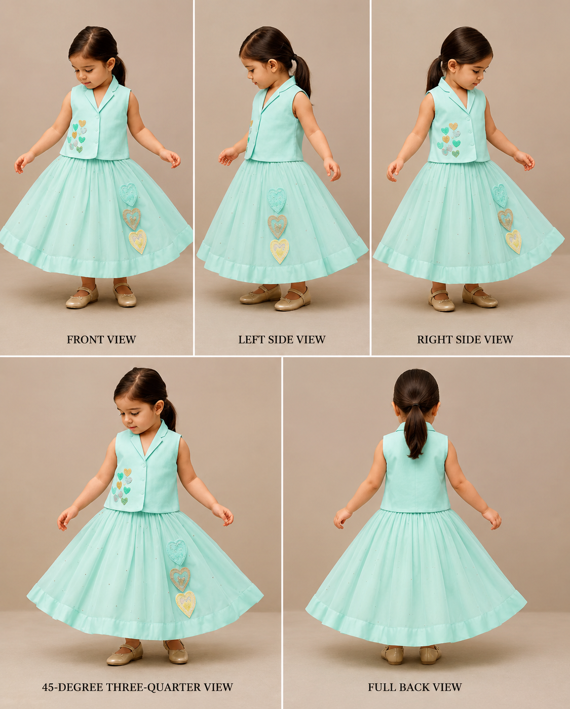 Pre Order: Tiny Hearts Embroidered Top And Lehenga