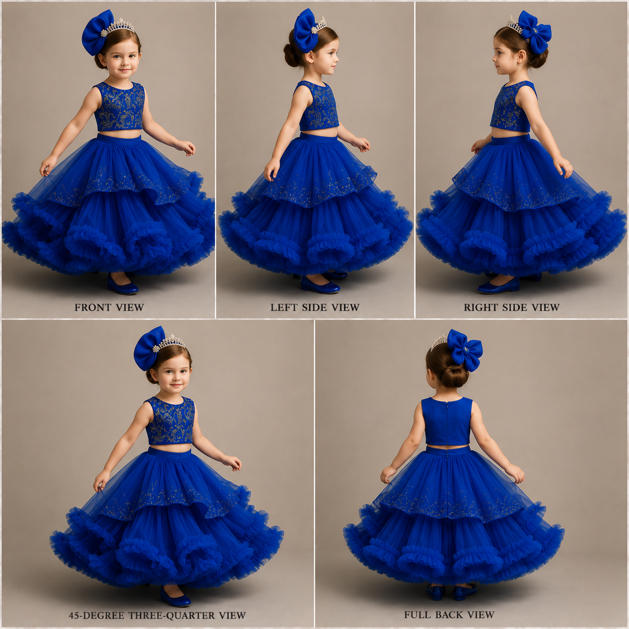 Pre Order: Sequin Embroidered Blue Frill Layered Lehenga