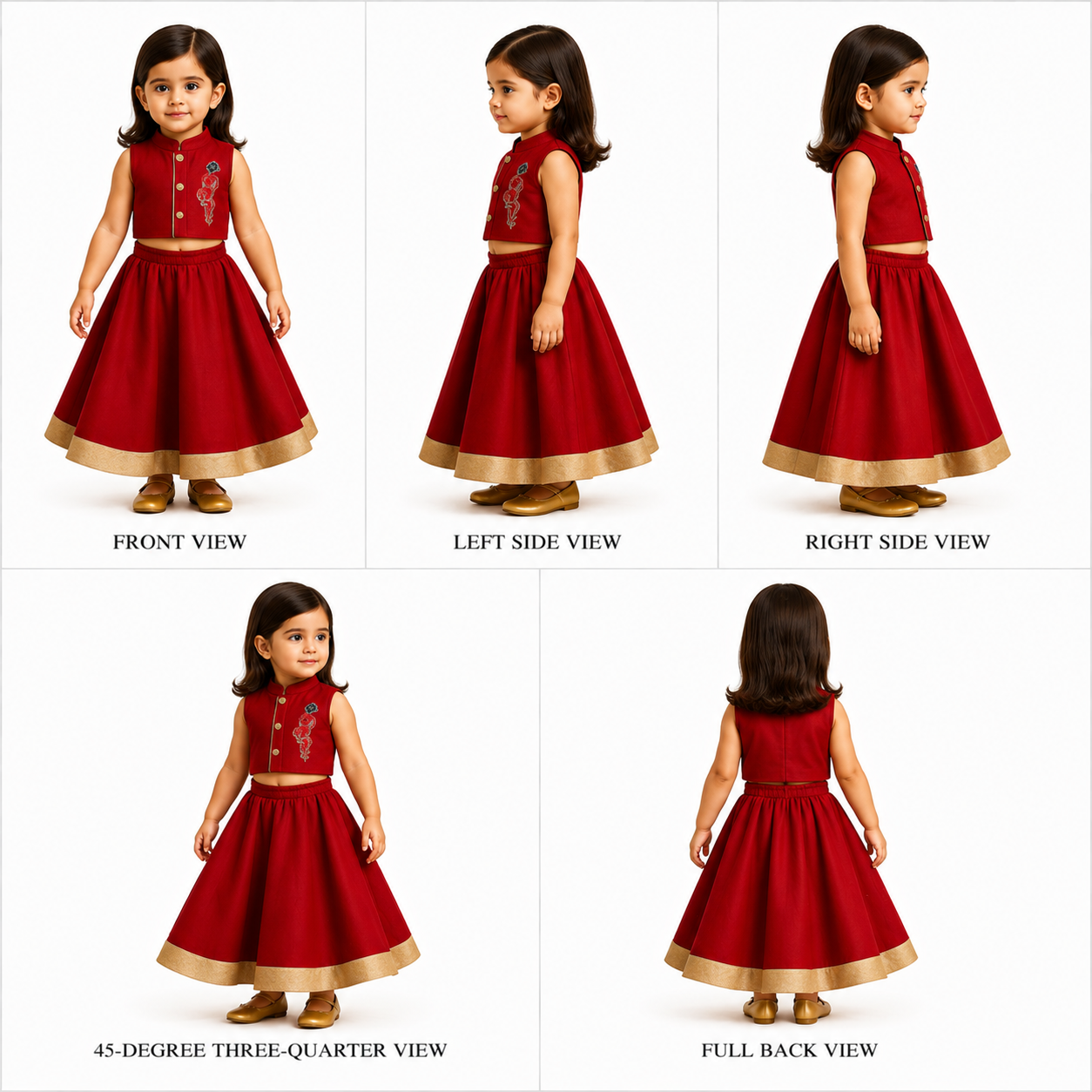 Pre Order: Krishna Hand Painted Red Top And Lehenga