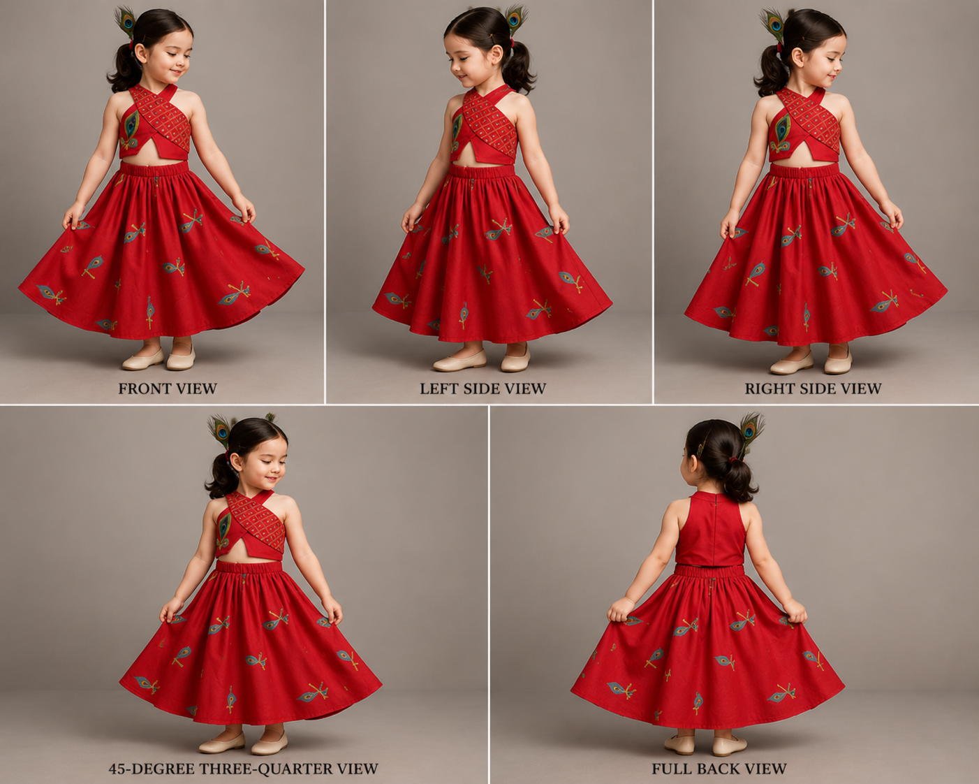 Pre Order: Mor Pankh Embroidered Red Stylish Top And Lehenga