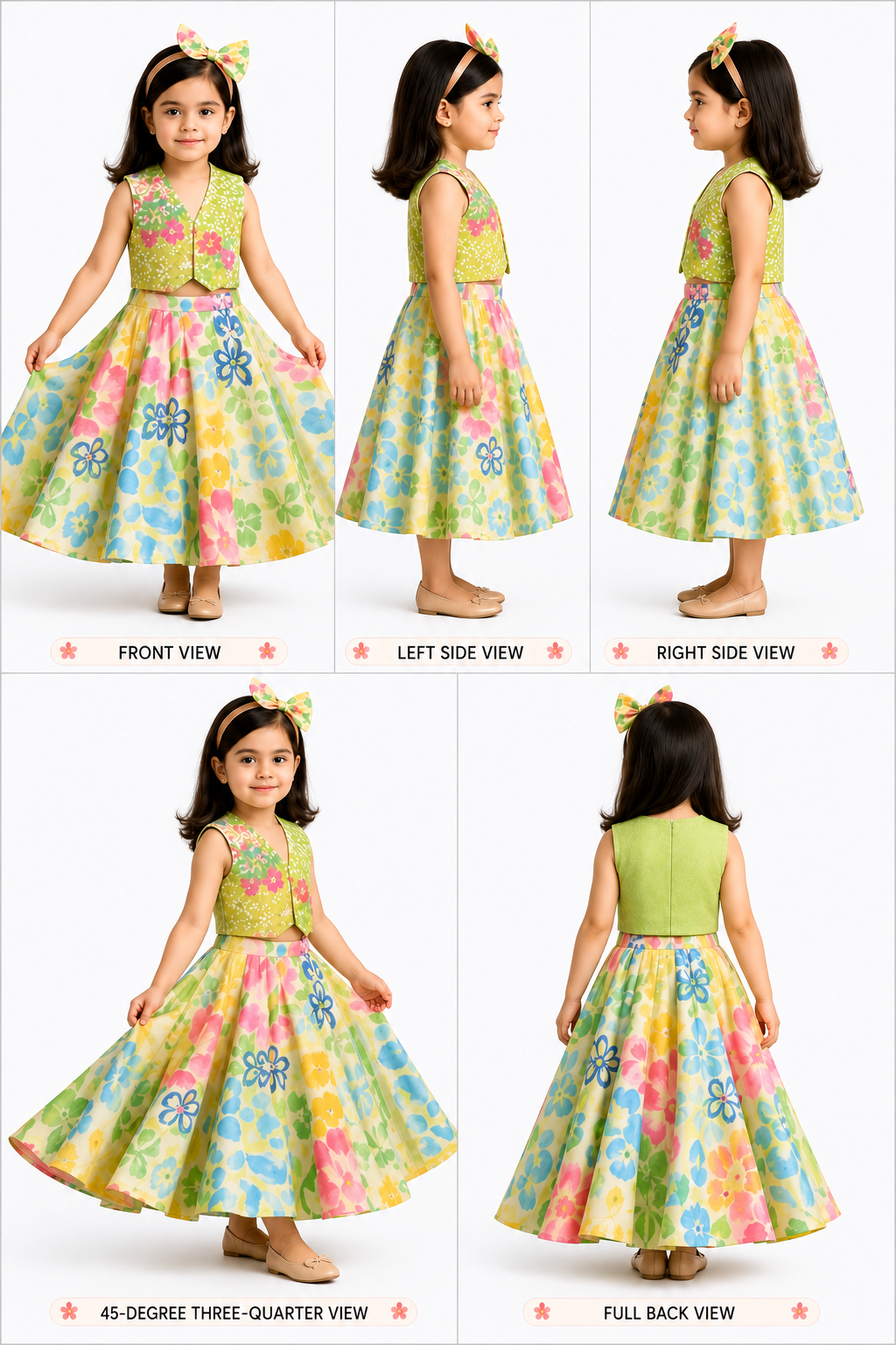 Pre Order: Embroidered Waist Coat Style Top With Skirt Style Lehenga