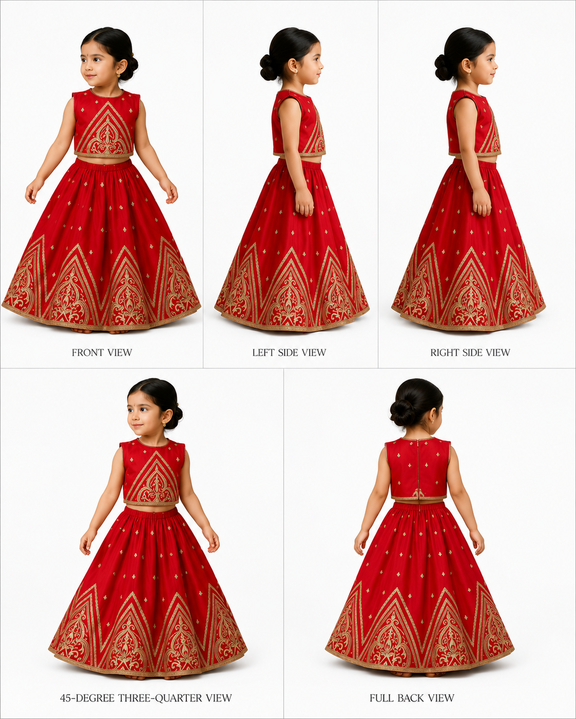 Pre Order: Embroidered Red Top With Lehenga