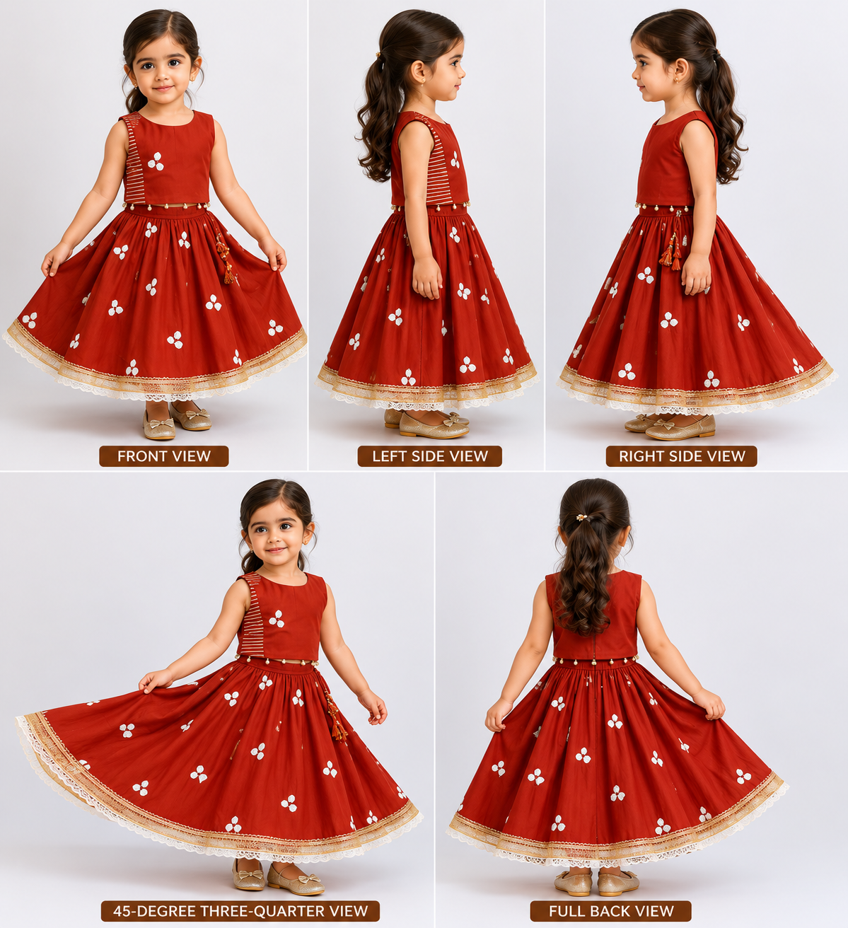 Pre Order: Red Floral Embroidered Sleeveless Top With Matching Lehenga