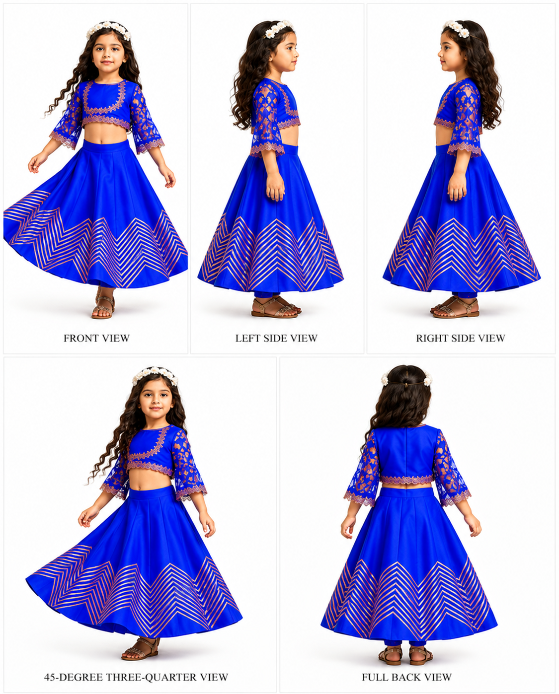 Pre Order:Zari Embroidery With Sequence Work On Blouse N Gota Detailing On Lehanga