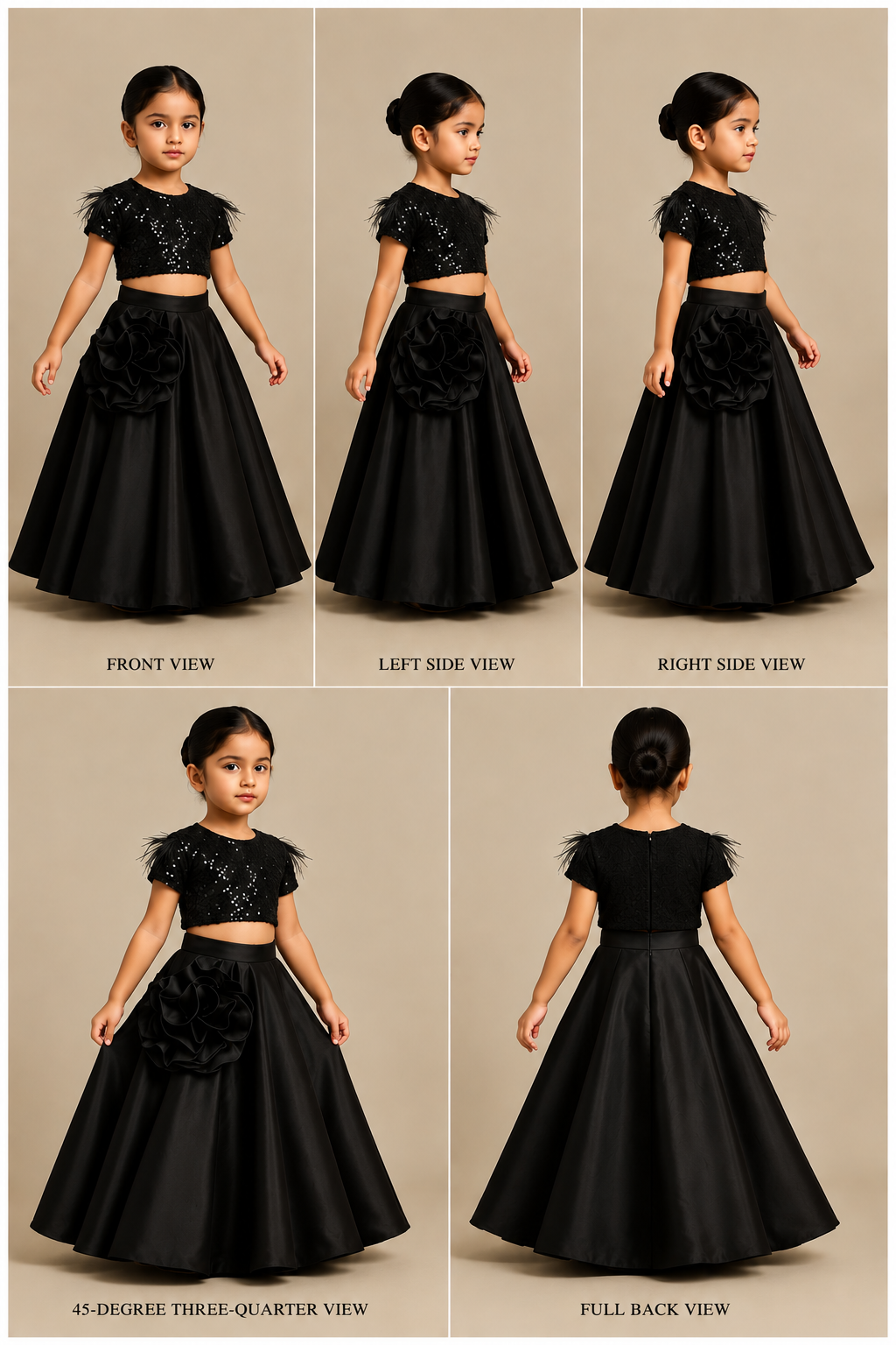 Pre Order: Black Embroidered Embellished Top And Lehenga