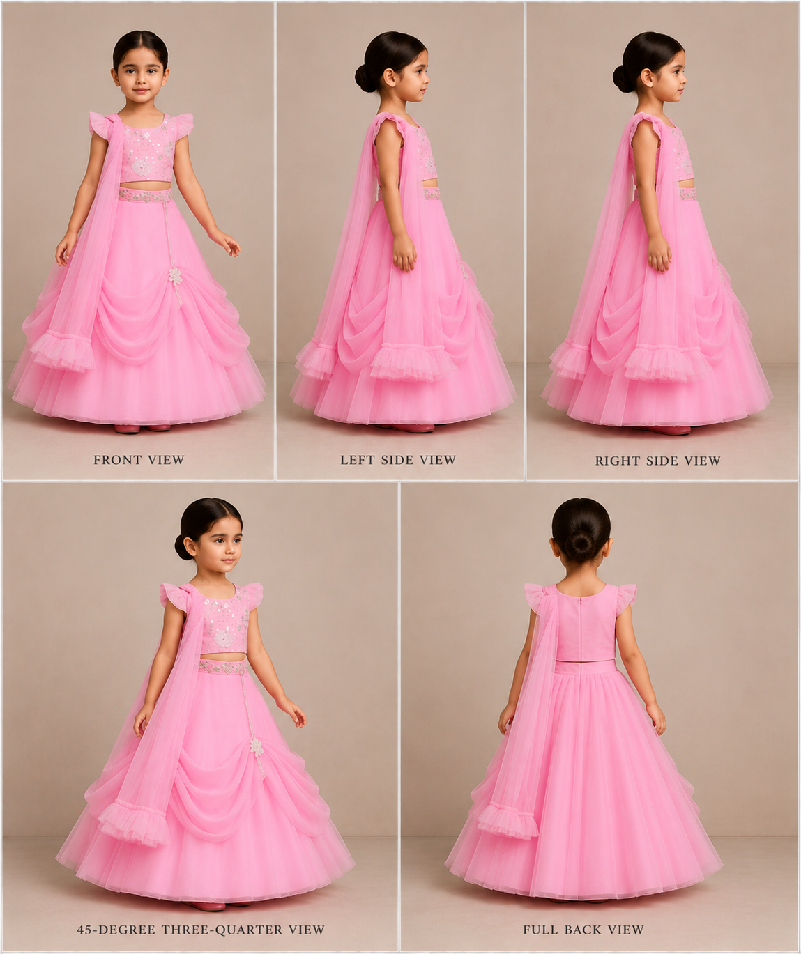 Pre Order: Pink Embroidered And Embellished Top And Lehenga With Dupatta
