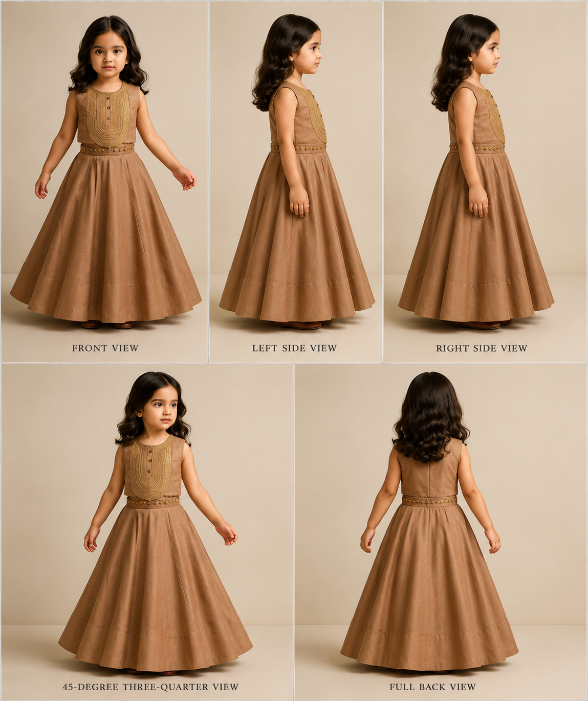 Pre Order: Embroidered Brown Top And Lehenga