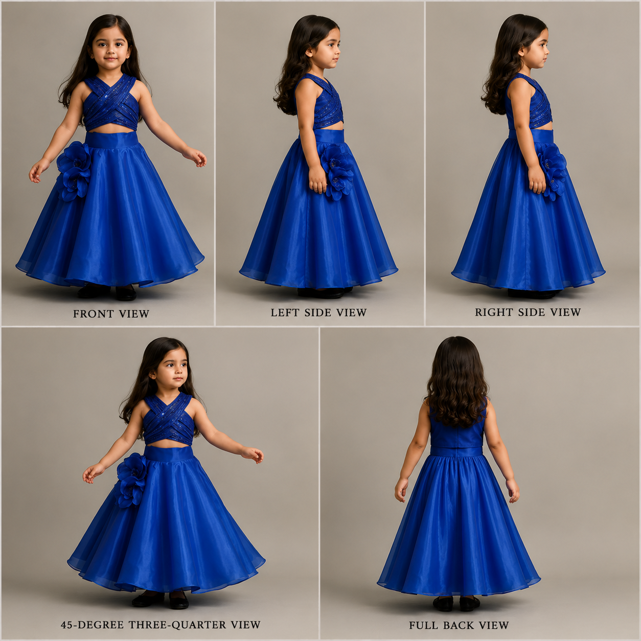Pre Order: Sequin Embellished Halter Neck Top With Stiff Belt And Lehenga