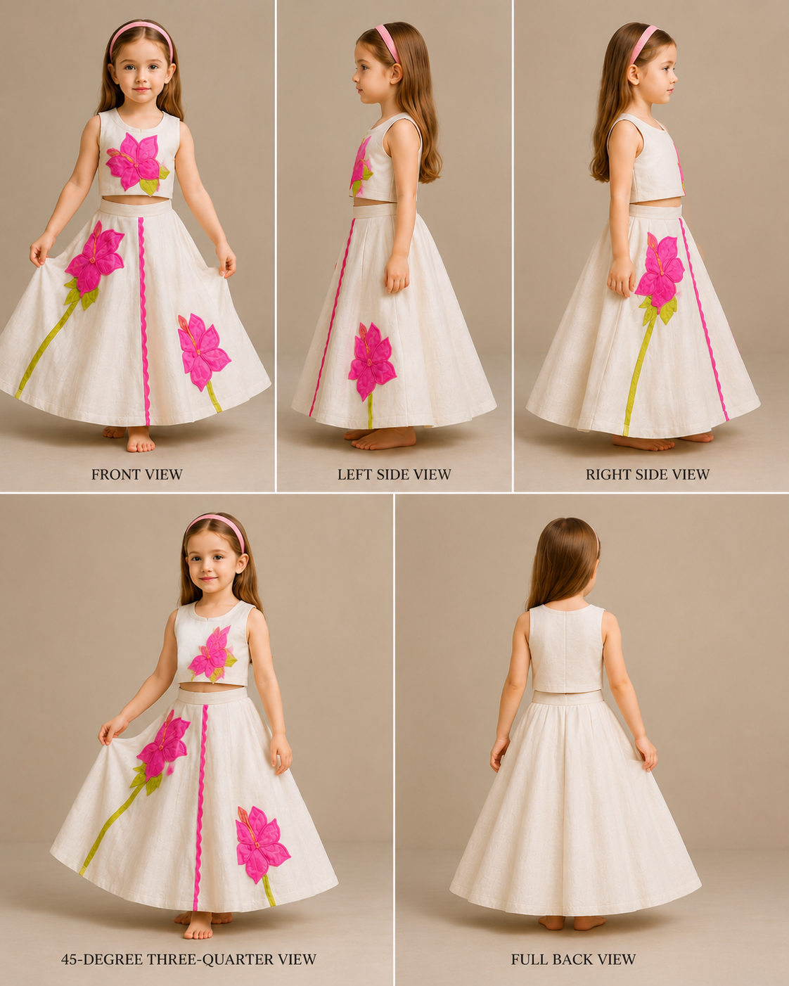 Pre Order: Exquisite Floral Embroidered Top And Lehenga With Potli Bag