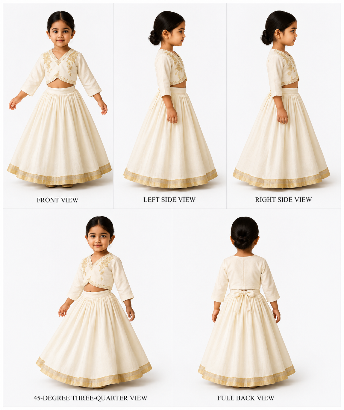 Pre Order: Cream Embroidered Top And Lehenga With Dupatta