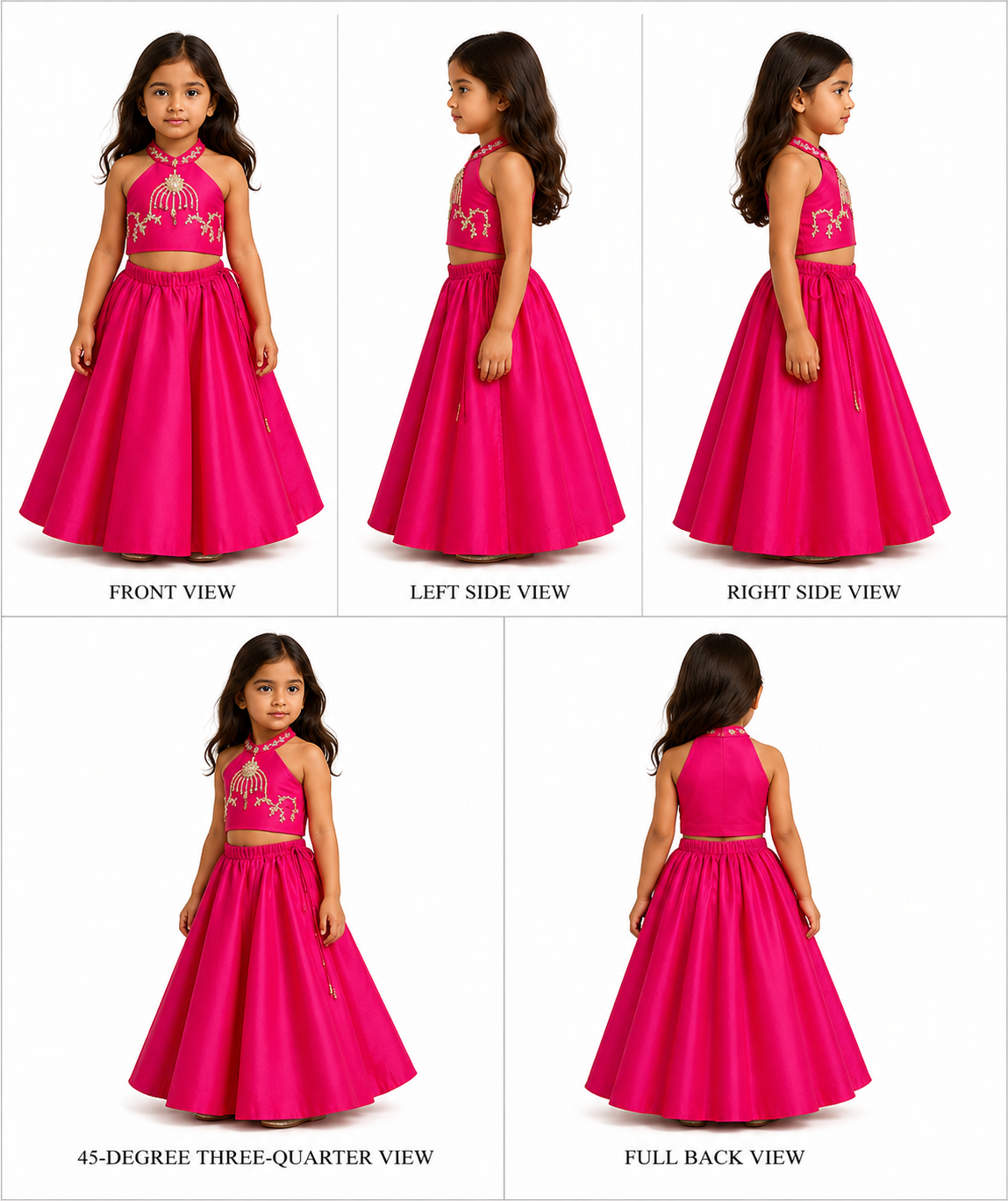 Pre Order: Halter Neck Top With Flared Lehenga