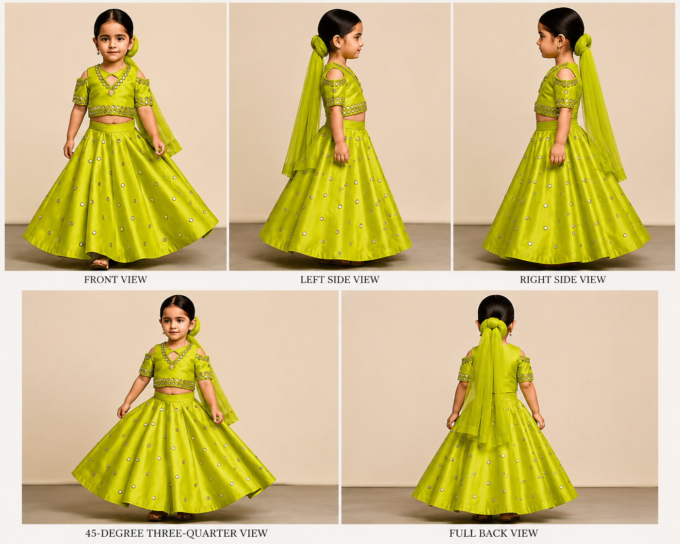 Pre Order: Green Embellished Stylish Top And Lehenga With Matching Dupatta