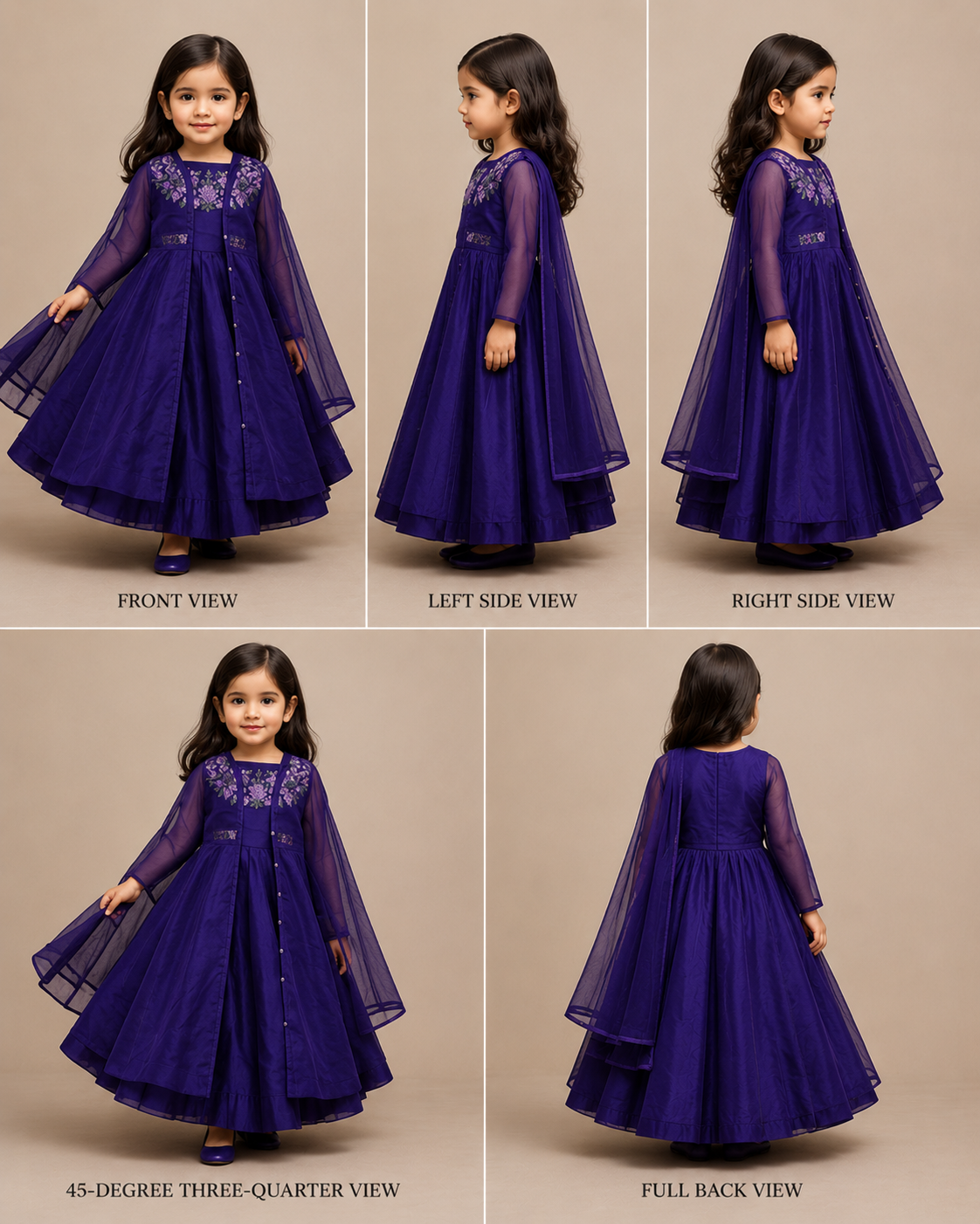 Pre Order: Purple Embroidered Top And Lehenga With Long Embellished Cape