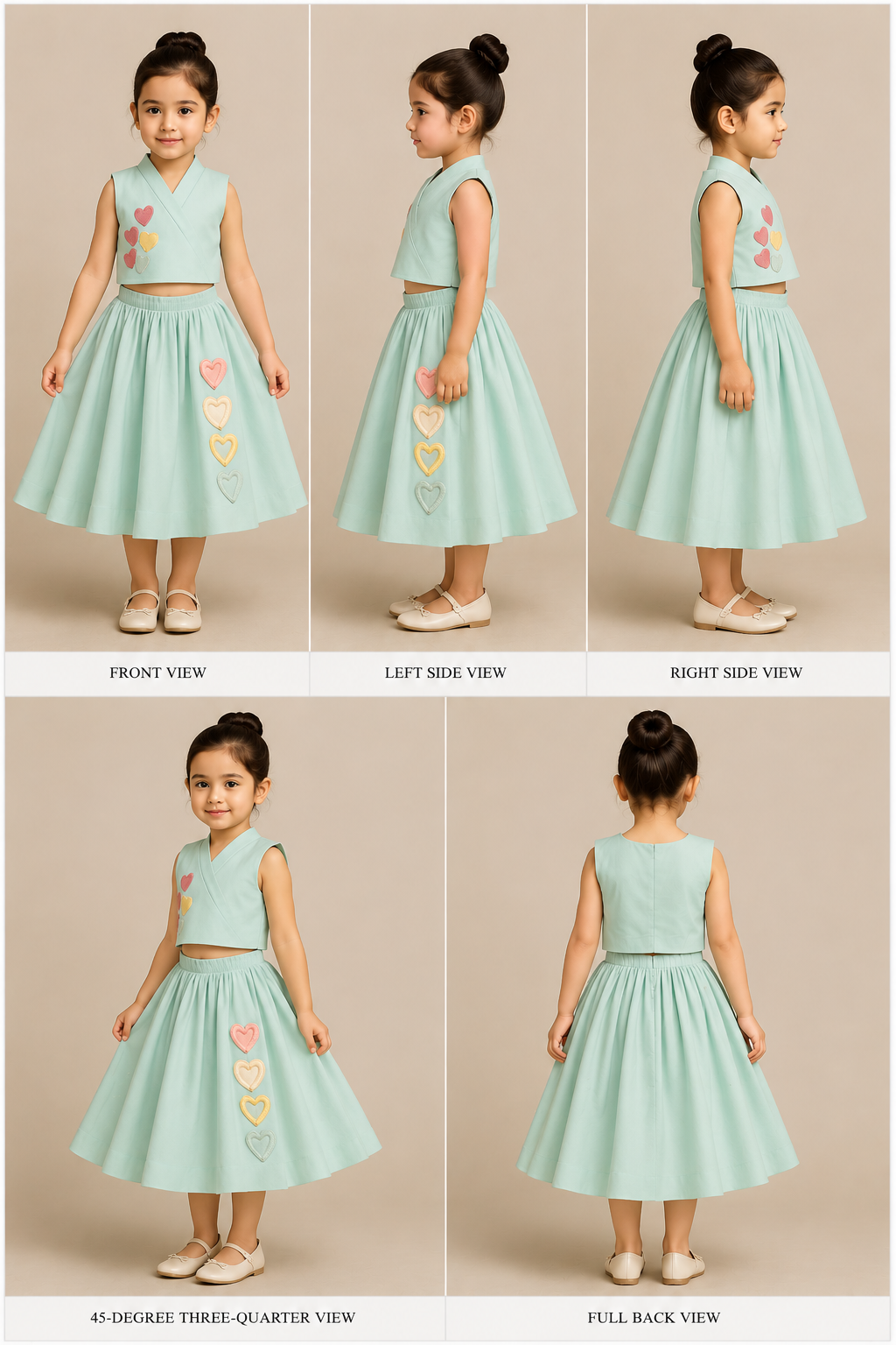 Pre Order: Tiny Hearts Embroidered Top And Lehenga