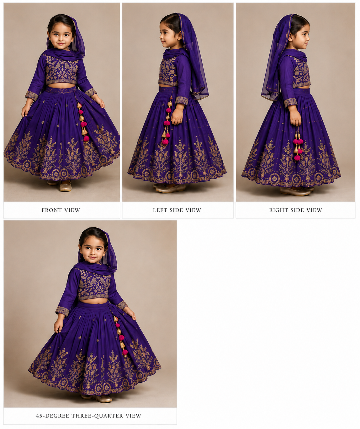 Pre Order: Purple Embroidered Top And Lehenga With Dupatta