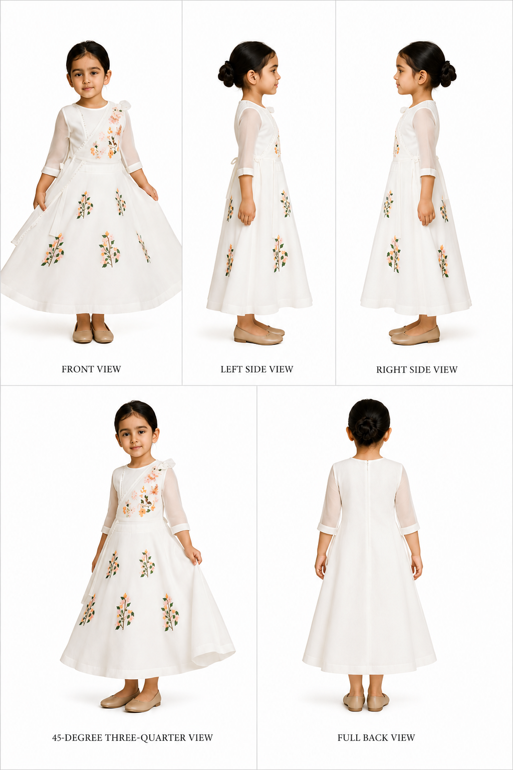 Pre Order: Off White Embroidered Top With Attached Dupatta And Half Jacket With Lehenga