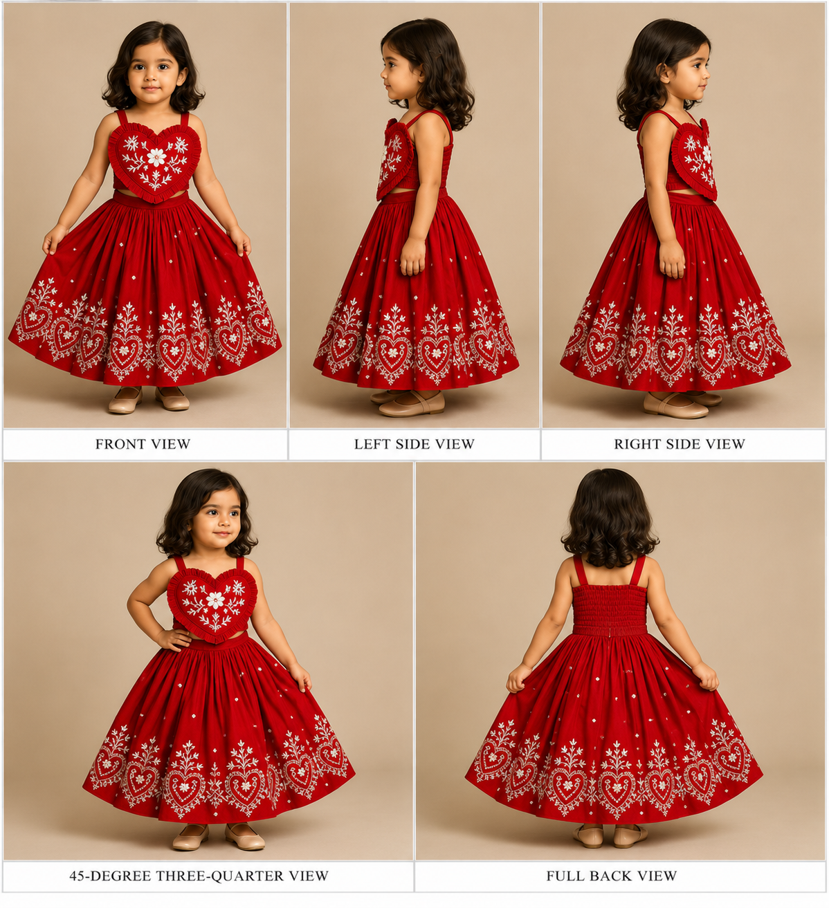 Pre Order: Embroidered Heart Shaped Stylish Top And Lehenga