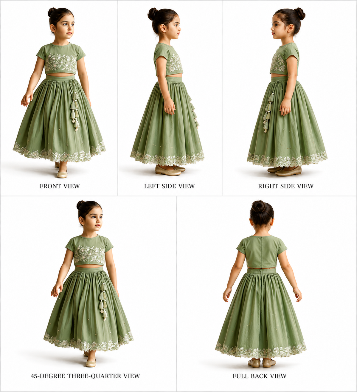 Pre Order: Pleated Neckline Top And Fringes Tassels Enhanced Lehenga