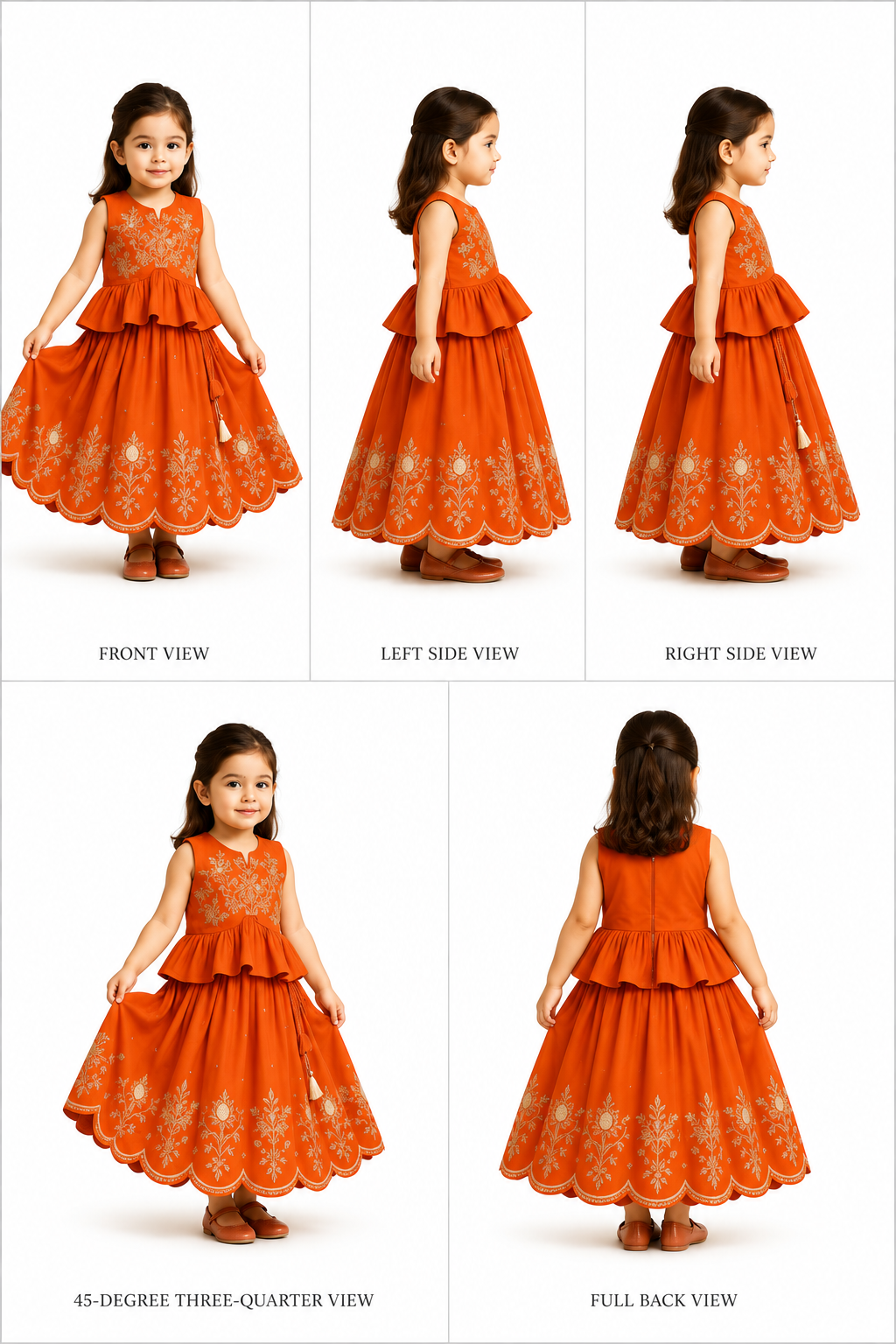 Pre Order: Embroidered Stylish Orange Top And Pleated Lehenga
