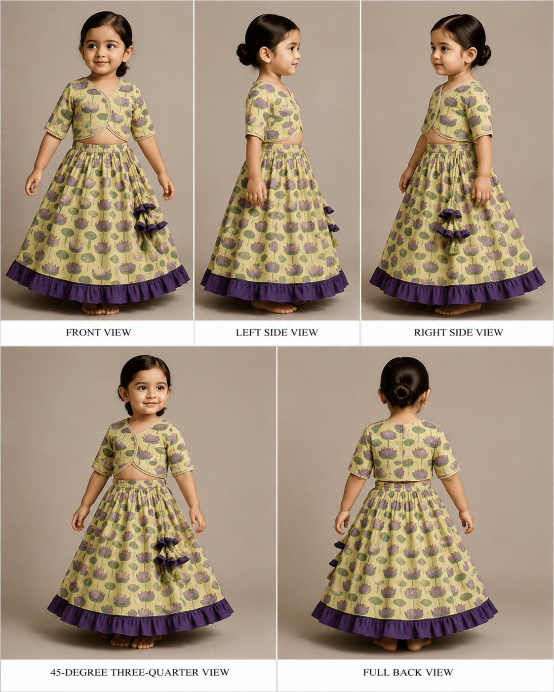 Pre Order: Multicolour Floral Printed Crop Top With Lehenga And Net Dupatta