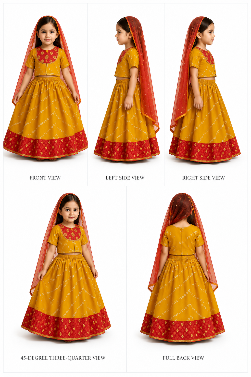 Pre Order: Bandhani Printed Top With Lehenga