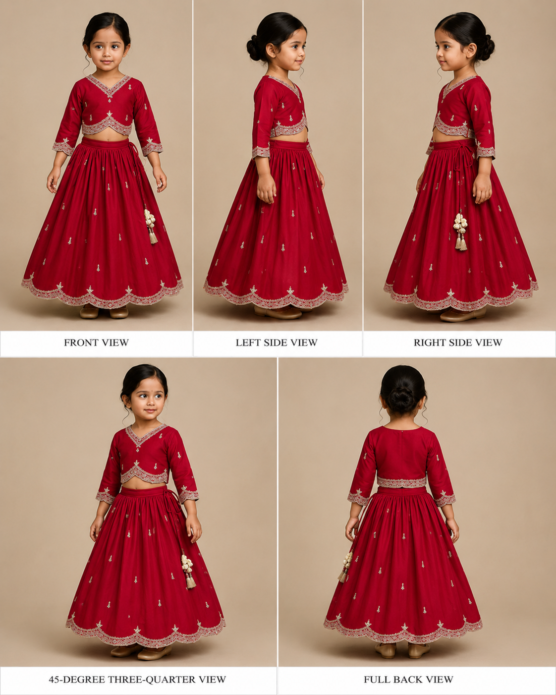 Pre Order: Red Embroidered Stylish Hem Top And Lehenga