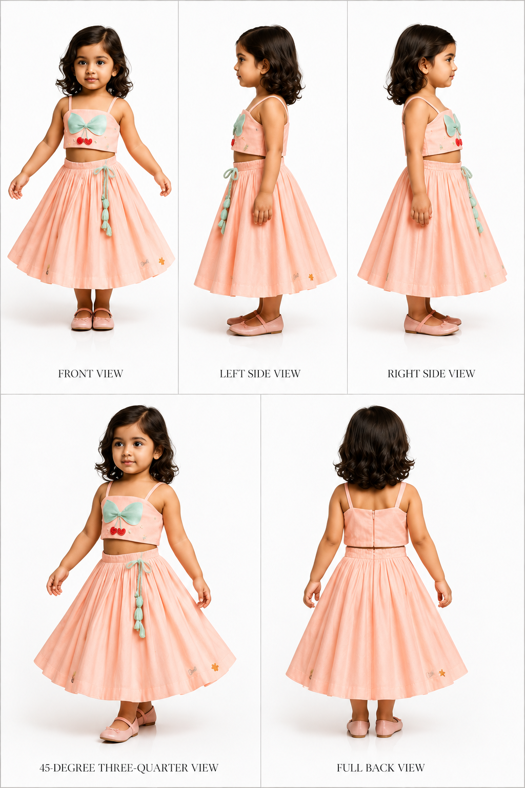 Pre Order: Peach Embroidered Silk Top With Lehenga