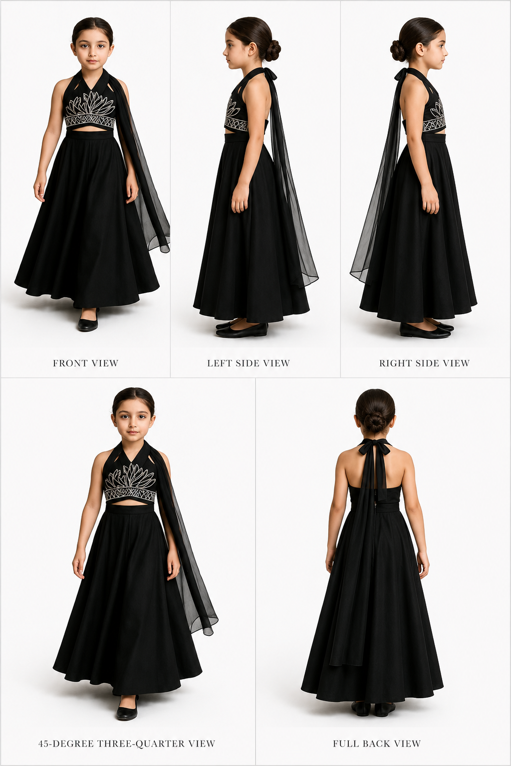 Pre Order: Black Halter Neck Top and Lehenga
