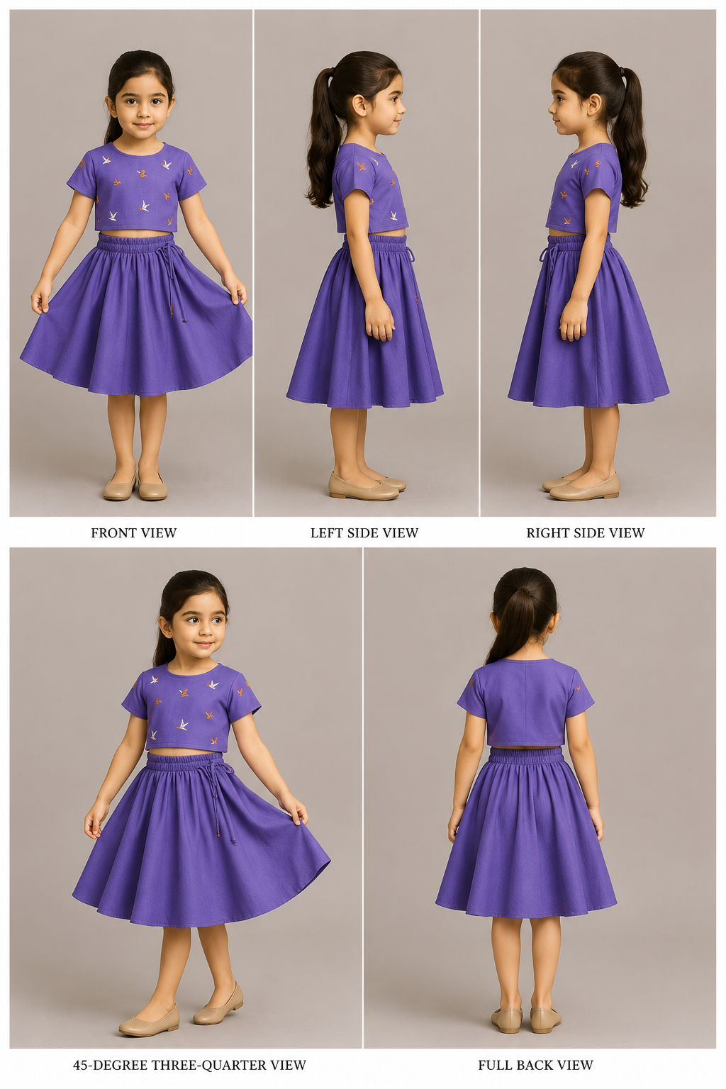 Pre Order: Purple Embroidered Top And Lehenga