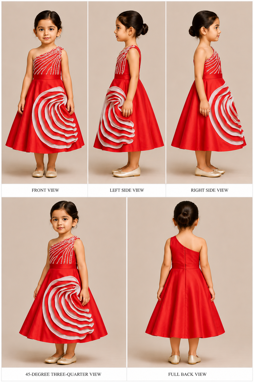 Pre Order: Red One Shoulder Embellished Top With Attached Dupatta And Stylish Lehenga