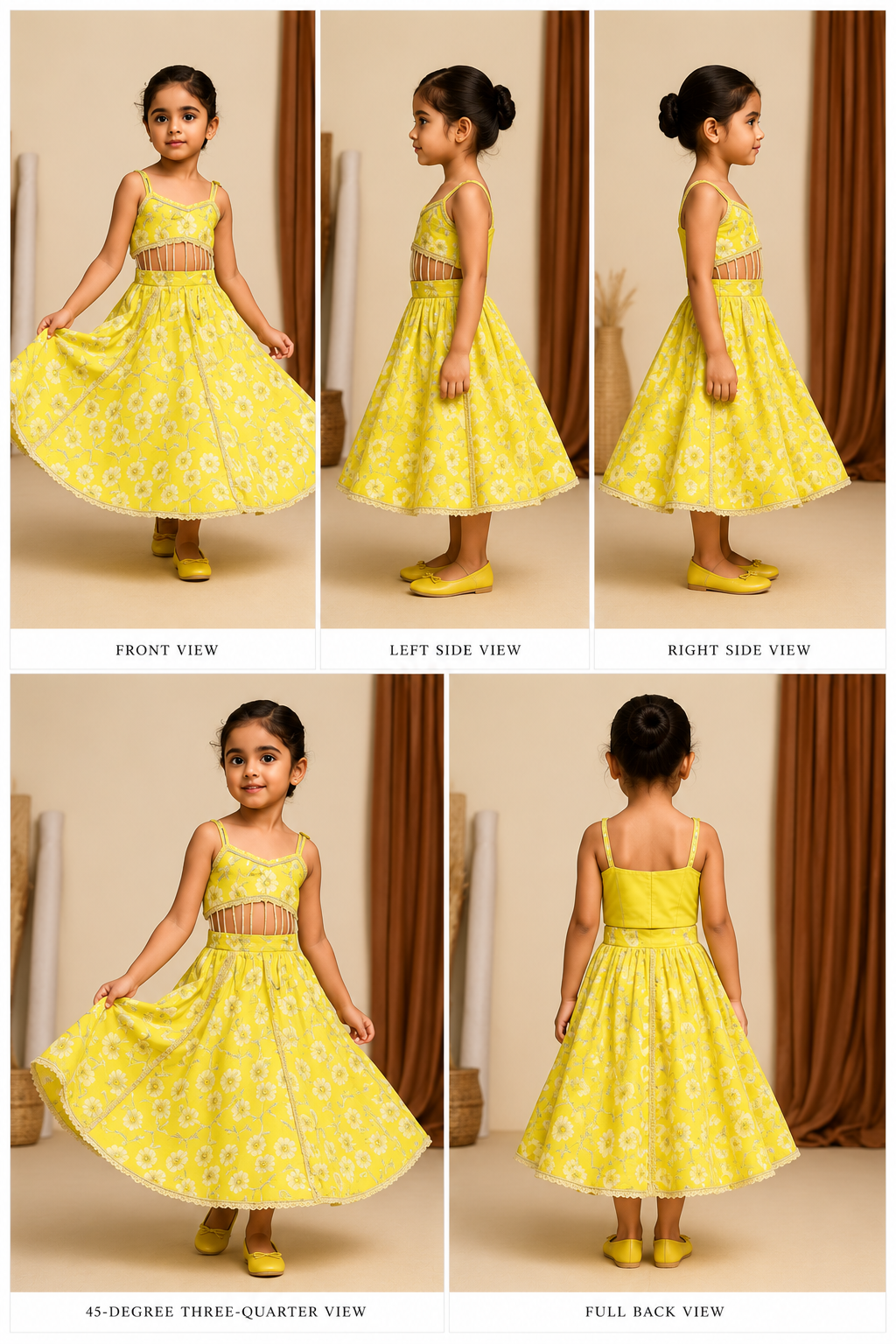 Pre Order: Green Floral Printed Strappy Top And Lehenga With Dupatta
