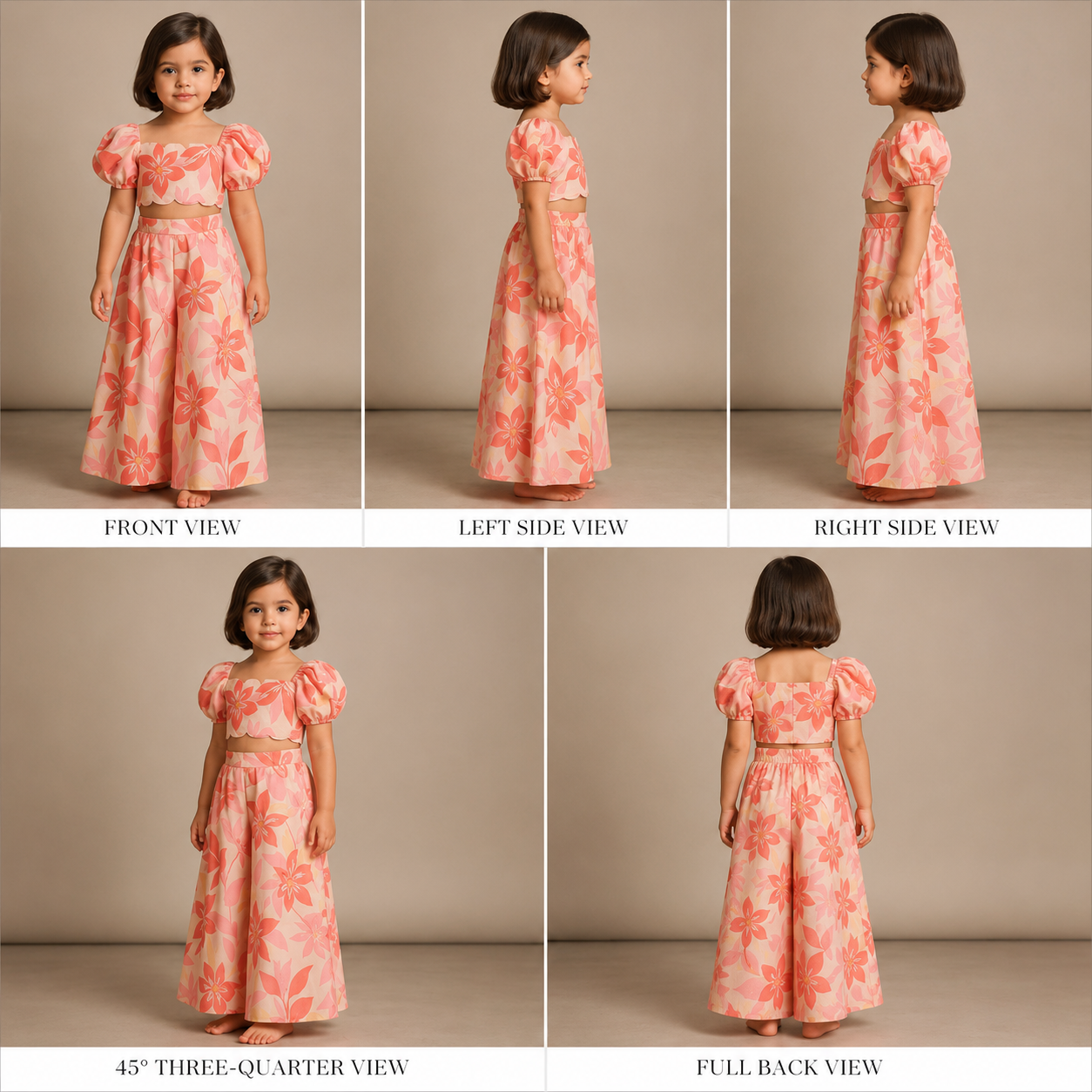 Pre Order: Floral Printed Peach Top And Flared Palazzo