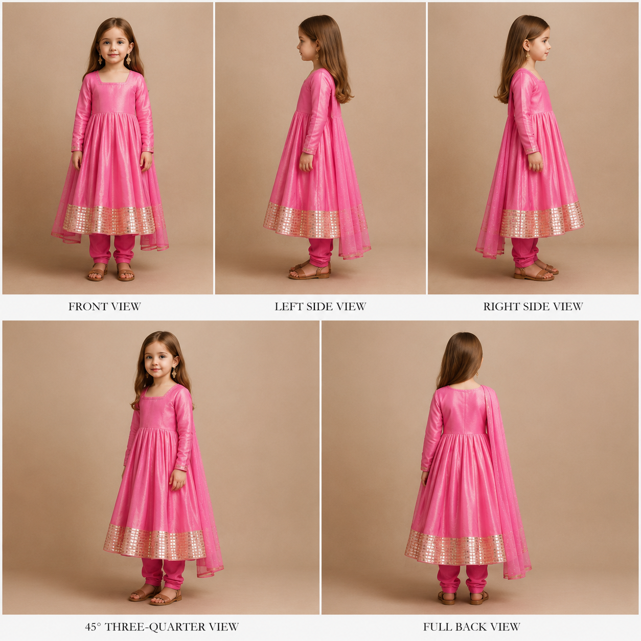Pre Order: Pink Anarkali with Duppatta and Gota Detailing