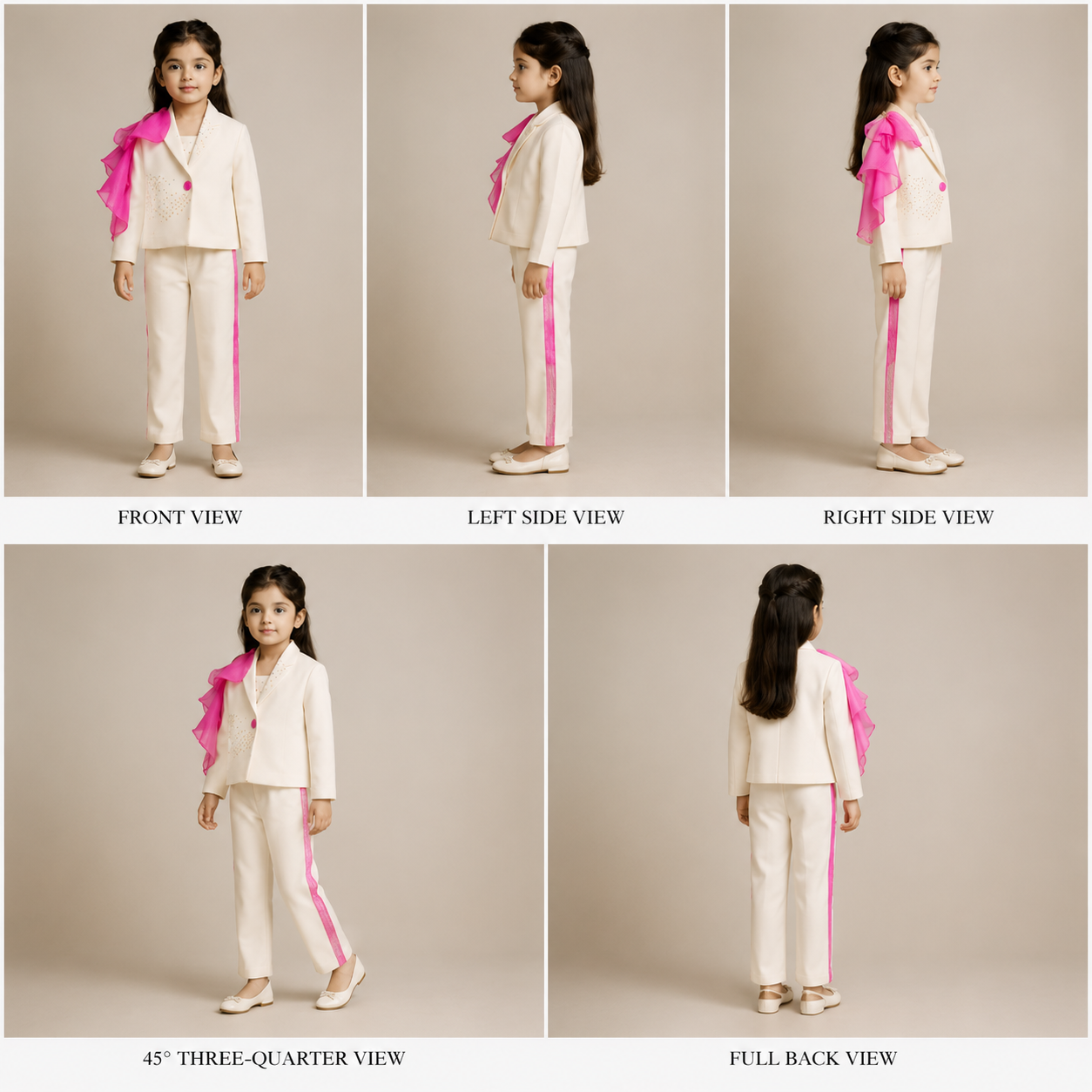 Pre Order: Embellished White Blazer Style Top With Pant