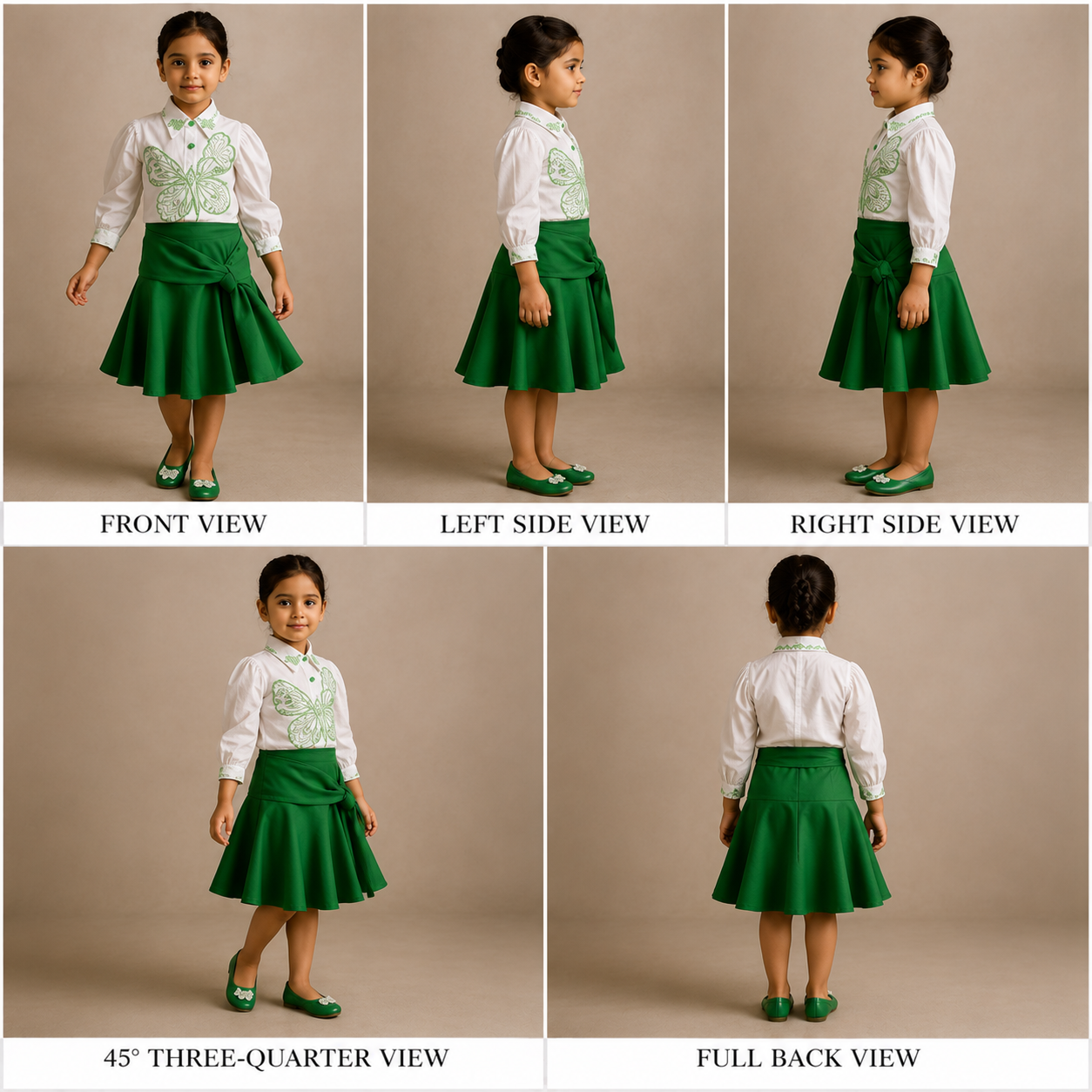 Pre Order: White Butterfly Embroidered Top With Stylish Skirt